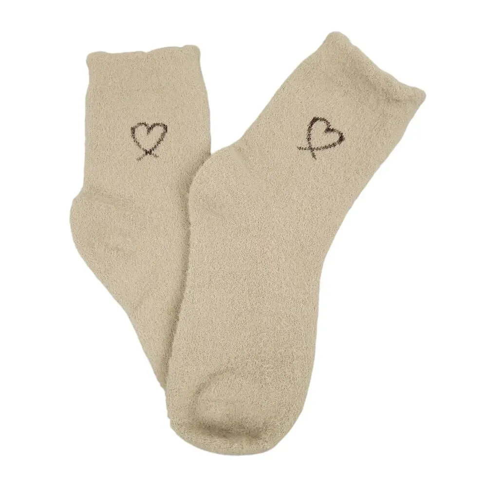 Jilly Warm Fuzzy Heart Socks 6 Pair Lot 6-11 Thick Plush Cozy Different Colors